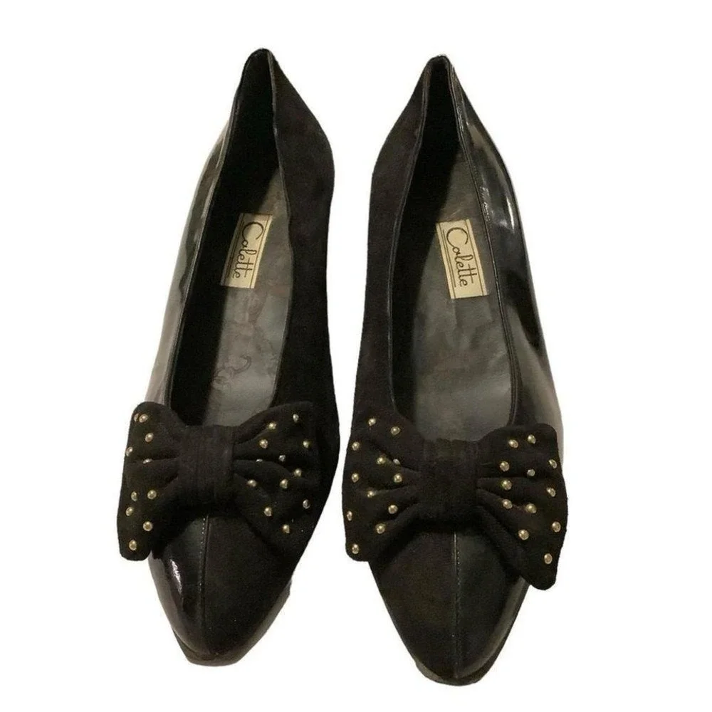 Colette‎ black bow flats size 39 US 9